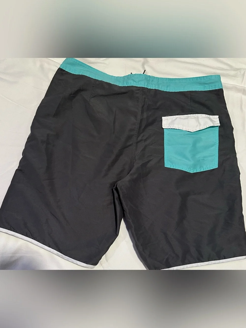 Surfmentality Gray Swim Board Shorts with Teal Waistband Size XL
